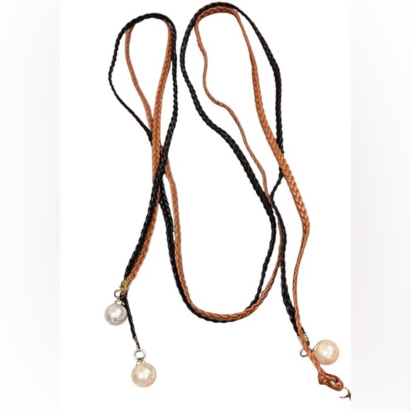 Two braided Rope Belts with Pearl Accents - Picture 1 of 3